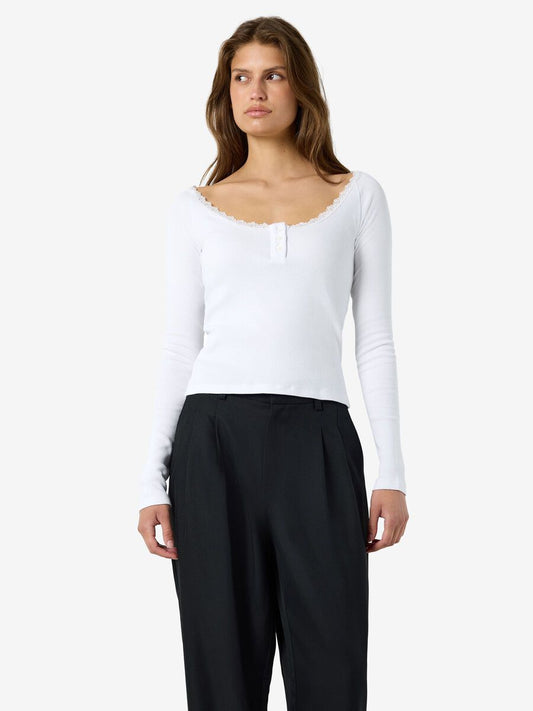 NMMAYA L/S LACE HENLEY TOP