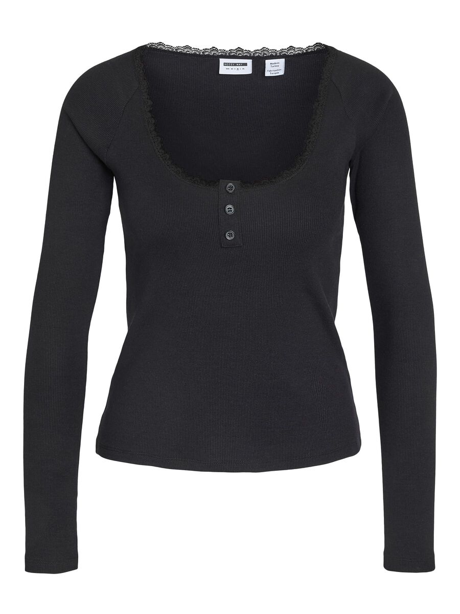 NMMAYA L/S LACE HENLEY TOP