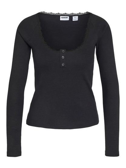 NMMAYA L/S LACE HENLEY TOP