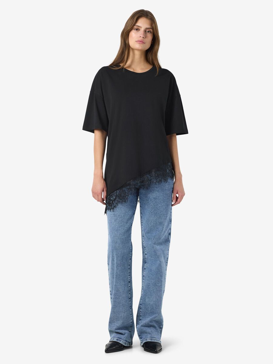 NMEASY LACE DETAIL S/S T-SHIRT