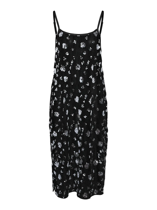 NMZIGGA S/L HIGH SLIT SEQUIN MESH DRESS