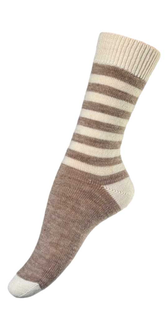 Alpaka sock striped sand/offwhite
