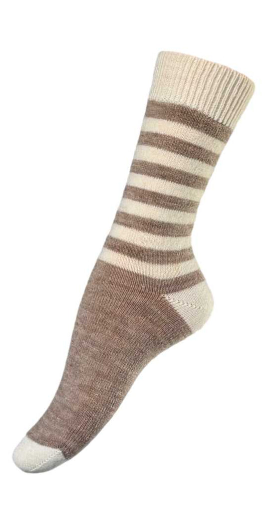 Alpaka sock striped sand/offwhite
