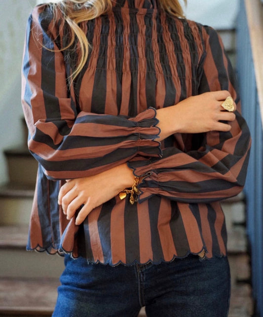 Striped Blouse w Smock