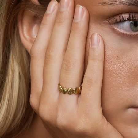 Ane - Seashell Adjustable Ring Stainless Steel - Gold