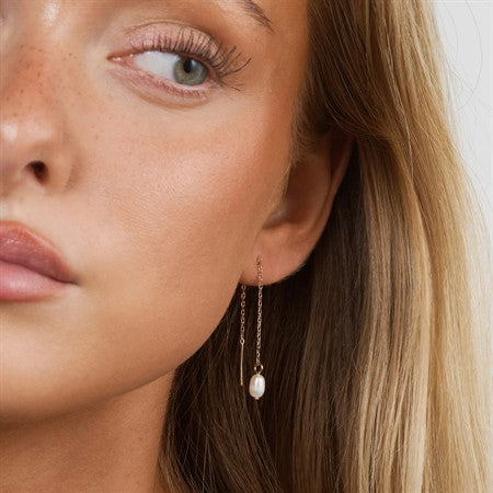 Lucia - Pearl Chain Stud Earrings Stainless Steel