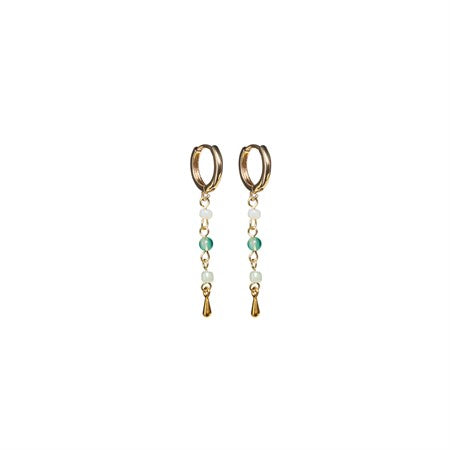 Belle - Mint Bead Hoop Earrings Drop - Gold