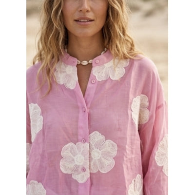 Tencel Blouse w Flower embrodery