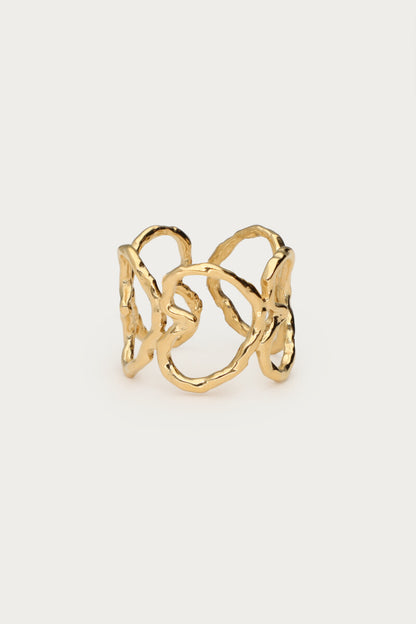 Bold statement ring with open hearts