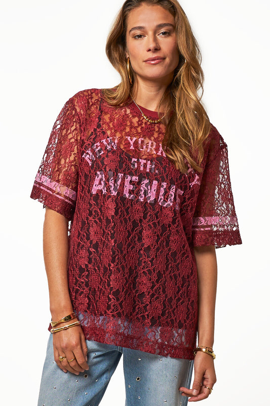 Dark red lace top "New York Avenue"
