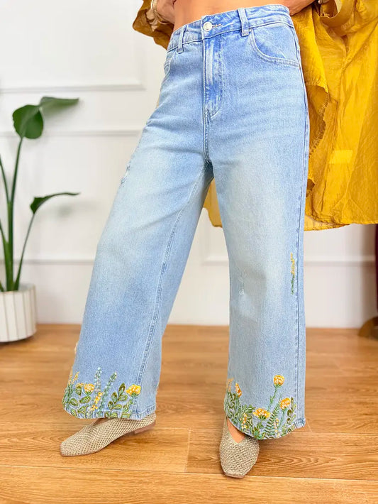 Jeans m/Guldene Broderi