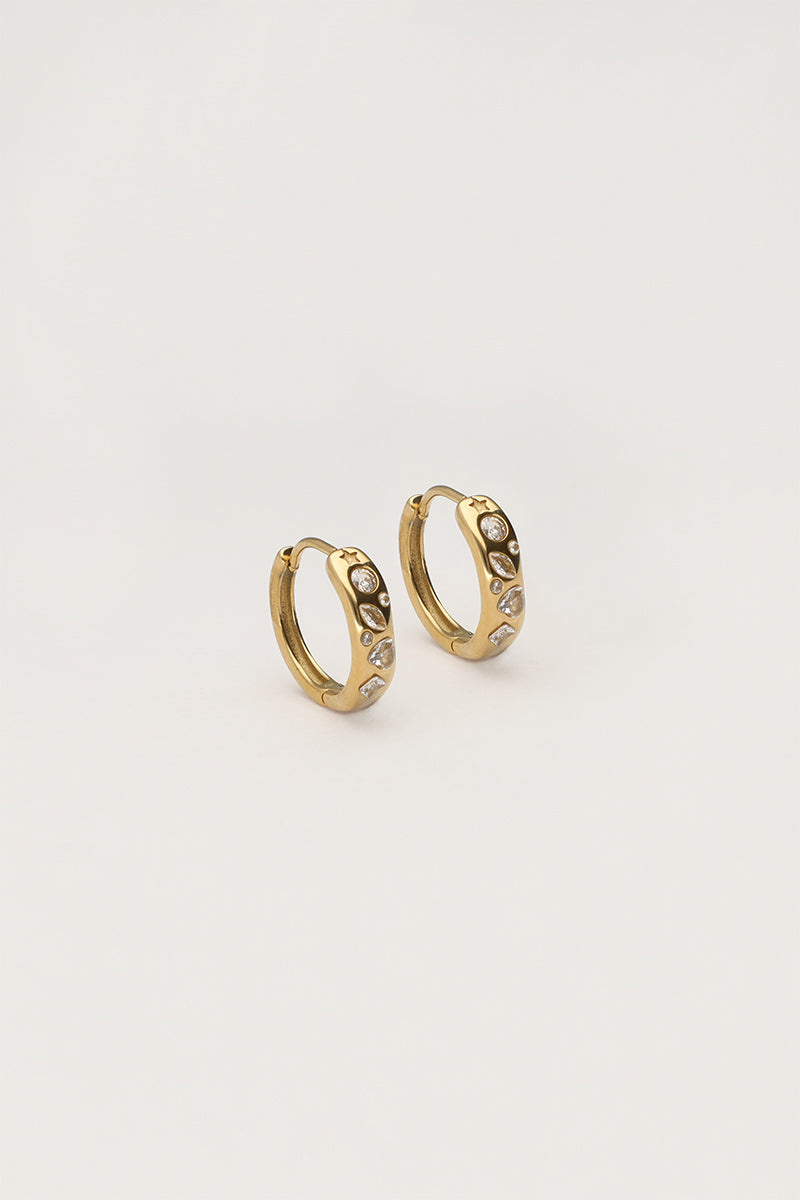 Earring hoop organic stone