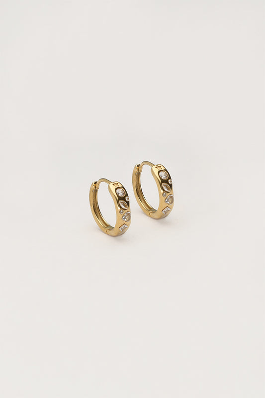 Earring hoop organic stone
