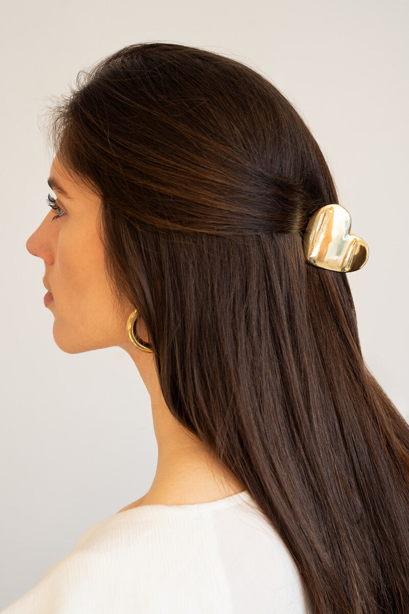 Gold coloured heart shape hair clip