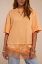 T-shirt with satin and lace