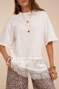 T-shirt with satin and lace