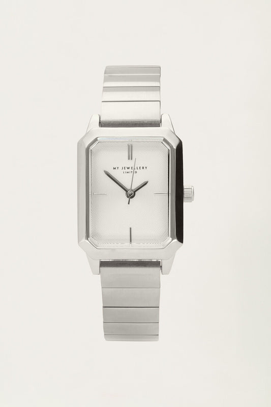 Square watch with wide horizontal links