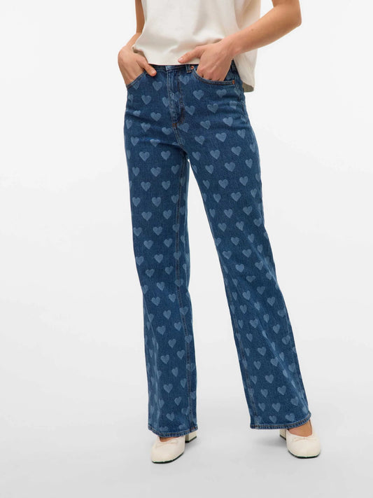 VMTESSA HR WIDE JEANS PRINT GA GIRL