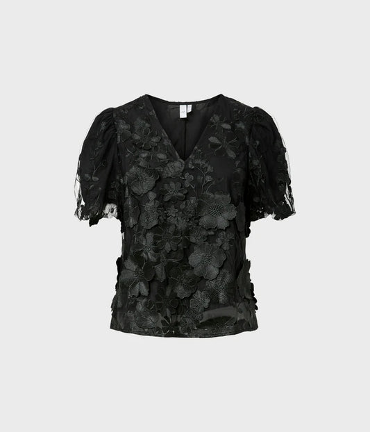 YASFLOWERING SS V-NECK TOP